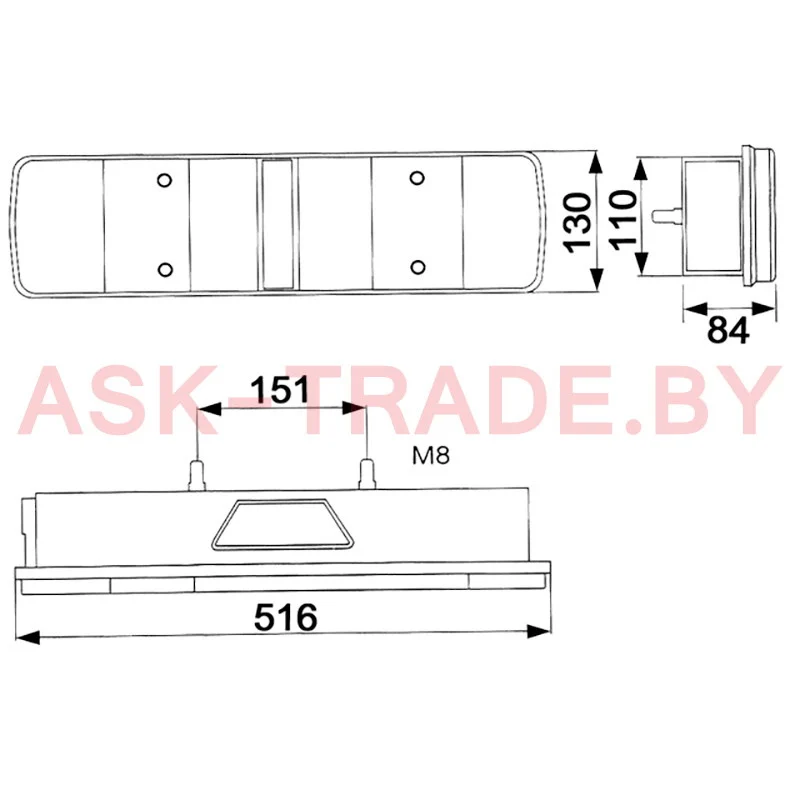 0093 Фонарь задний Volvo, FH14, Scania с проводом левый