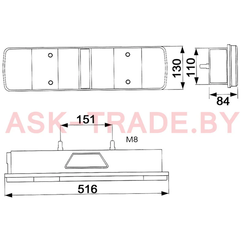 0093 Фонарь задний Volvo, FH14, Scania с проводом правый