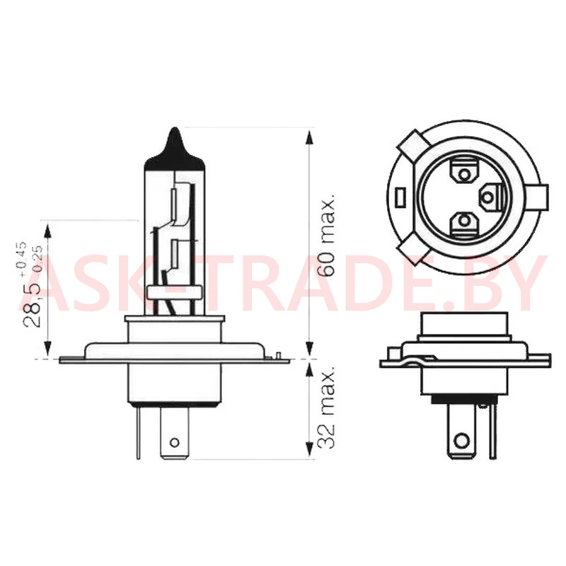 202167 24V 75/70W автолампа H4 BOSCH