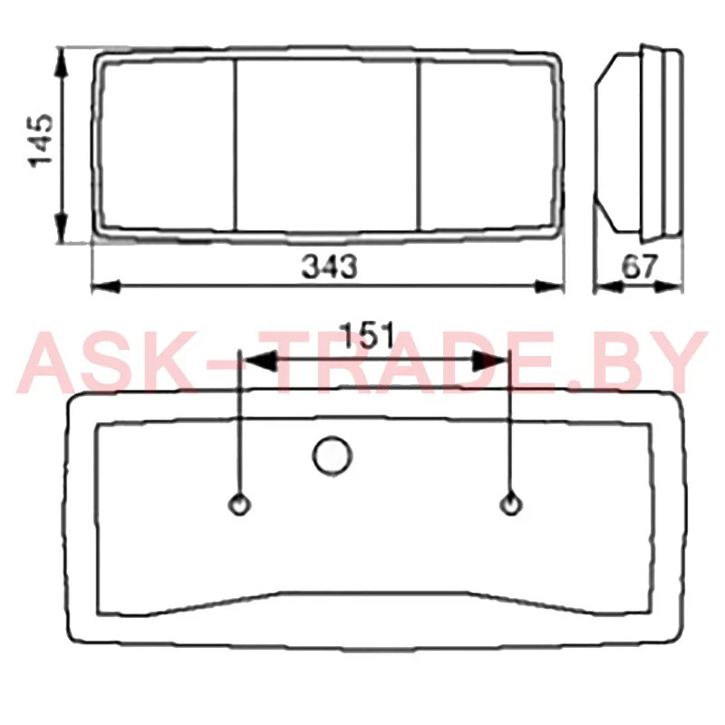 0029 Фонарь задний 3 секц. (Желт.Красн) (TD02-50-009)