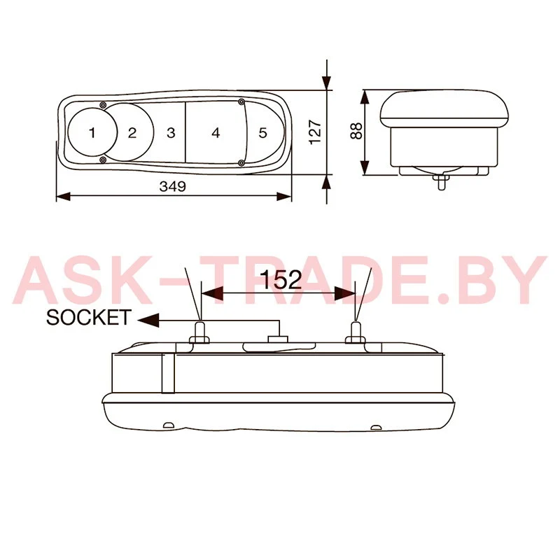 0094 Фонарь задний (АМР разъем) правый  Stellox